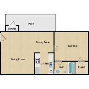 1A - One Bedroom / One Bath - 607 Sq.Ft.*