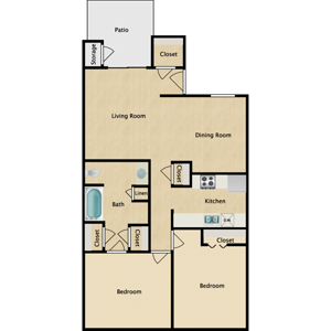 3B - Two Bedroom / One and Half Bath - 1134 Sq.Ft.*